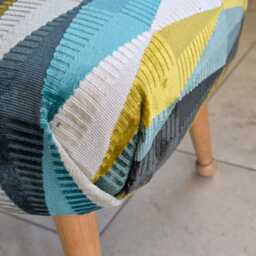 Sherborne Mid Century Newly Upholstered Vintage Footstool Original Beech Legs - thumbnail 3