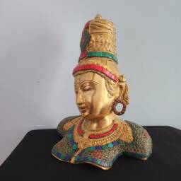 Brass Parvati Bust Hindu Goddess Of Fertility, 13 Inch - thumbnail 3