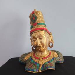 Brass Parvati Bust Hindu Goddess Of Fertility, 13 Inch - thumbnail 2
