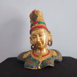 Brass Parvati Bust Hindu Goddess Of Fertility, 13 Inch - thumbnail 1