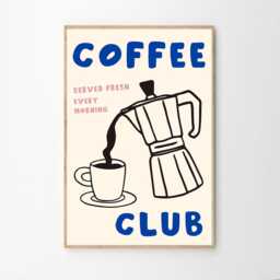 Coffee Club Art Canvas Poster, Kitchen Wall Art, Aesthetic Decor, Retro Home Printed Gift - thumbnail 2