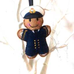 Navy Officer, Felt Gingerbread Man, Christmas Decoration