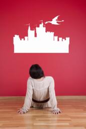 Castle Decal, Medieval Decor, Dragon Silhouette Sticker, Storybook Design, Fairytale Wall Art, Mythical Creature - thumbnail 1