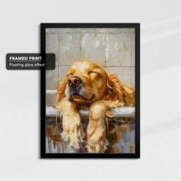 Golden Retriever Bathtub Dog Bathroom Painting Framed Poster Print Or Canvas Wall Decor Art Bedroom Home Interior Gift For Lover - thumbnail 2