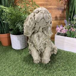 Stone Garden King Charles/Cocker Spaniel Dog Statue Gift Ornament - thumbnail 3