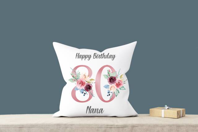 Personalised Age Name Cushion , 18Th 21st 30Th 40Th 50Th 60Th 70Th 80Th 90Th 100Th Girls Mum Nanny Nana Grandma Nanna Nannie Birthday Gift - image 1