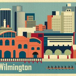 Wilmington Print, Delaware Skyline Art Print From Loose Petals Collection, De Artwork For Office, Child's Room - Style E8-O-Wil - thumbnail 2