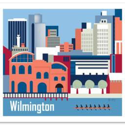 Wilmington Print, Delaware Skyline Art Print From Loose Petals Collection, De Artwork For Office, Child's Room - Style E8-O-Wil - thumbnail 3