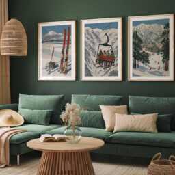 Japanese Ski Poster Set Of 3 - Vintage Skiing Wall Art, Travel Scenic Japan Slopes Prints, Winter Sports Gift Idea - thumbnail 3
