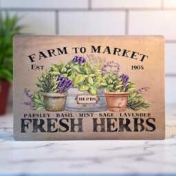 Farmhouse Kitchen Herbs Metal Sign Rustic Wall Art Plaque Vintage Home Decor - thumbnail 1