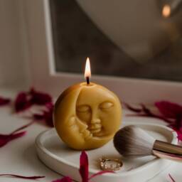 Sun & Moon Candle, Gift For Him/Her, Face Beeswax Eclipse Natural, Decorative Candles - thumbnail 4
