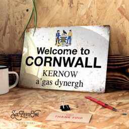 Welcome To Cornwall Metal Street Sign - Worn Or Clean Look Available Kernow A'gas Dynrgh - thumbnail 1