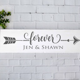 Personalized Name Sign - Family Housewarming Gift Wedding Forever Arrow Wood Gallery Wall Art Decor - thumbnail 2