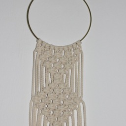 Makramee Wandbehang Goldener Reif Macrame Wall Hanger With A Golden Hoop & Goldenen Metal/Art Decor Home Hanging Fiber - thumbnail 2