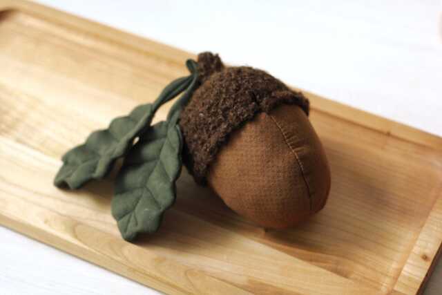 Acorn Pillow - Autumn Decor Accent Cushion, Faux Suede & Boucle - image 1