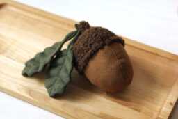 Acorn Pillow - Autumn Decor Accent Cushion, Faux Suede & Boucle - thumbnail 1