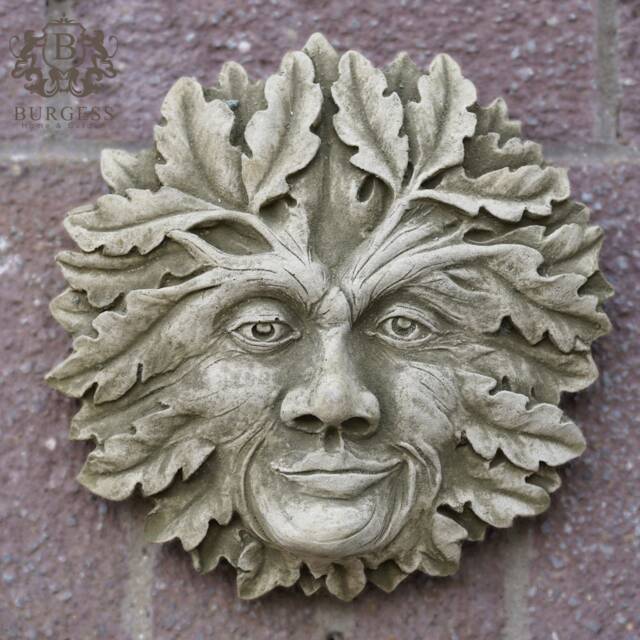 Jack The Green Man Stone Hanging Plaque - Outdoor Leaf Ivy Face Garden Ornament British UK Gift - image 1