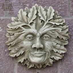 Jack The Green Man Stone Hanging Plaque - Outdoor Leaf Ivy Face Garden Ornament British UK Gift - thumbnail 1