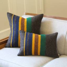 Yakima Camp Blanket Wool Pillow Cover in Oxford, Striped Cabin - Ready To Ship - thumbnail 2