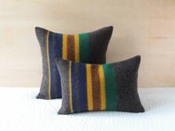Yakima Camp Blanket Wool Pillow Cover in Oxford, Striped Cabin - Ready To Ship - thumbnail 1