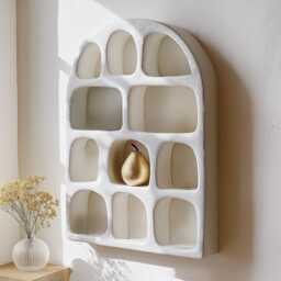White Handmade Curio Shelf , Oddities Shelf, Curiousity Shelf, Curio Shelf, Wall Altar, Niche Nature Shelf, Unique Wall Shelf, Crystal Shelf - thumbnail 2
