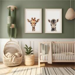 Safari Baby Animal Nursery Prints, Set Of 3, Prints, Wall Art, Prints For Nursery, Christmas Gift - thumbnail 2