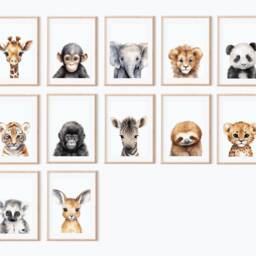 Safari Baby Animal Nursery Prints, Set Of 3, Prints, Wall Art, Prints For Nursery, Christmas Gift - thumbnail 3