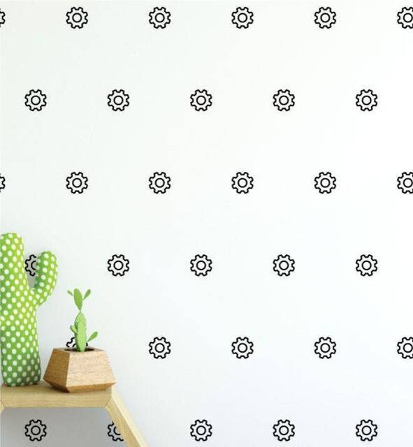 Gear Pattern - Collection Of 15 Wall Sticker Decal - Pattern, Girls Room, Boys Nursery Decal, Decals, Kids Room Patterns