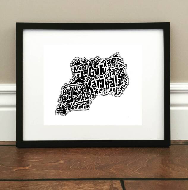 Uganda Map Art Print - Of Original Hand Drawn Map Including Landmarks, Culture, Symbols, & Cities - image 1