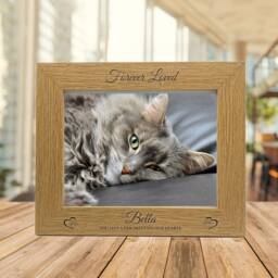 Personalized Cat Memorial Photo Frame - Engraved French Oak Keepsake - thumbnail 1