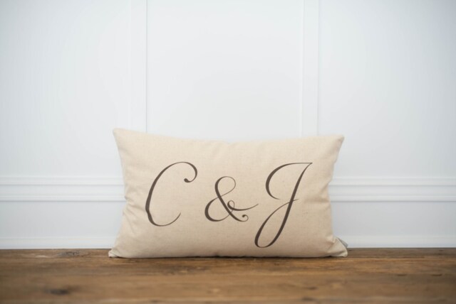 Custom Monogram Lumbar Pillow Cover - image 1
