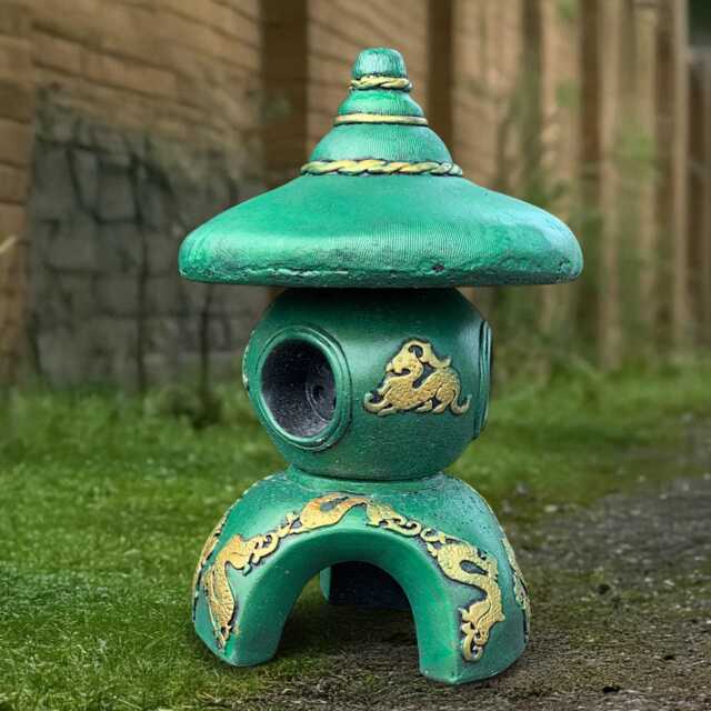 Green Pagoda Statue Concrete Lantern Sculpture Cement Japanese Decoration Pagoda Lover Gift Handmade Zen Garden Ornament - image 1