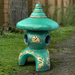 Green Pagoda Statue Concrete Lantern Sculpture Cement Japanese Decoration Pagoda Lover Gift Handmade Zen Garden Ornament - thumbnail 4