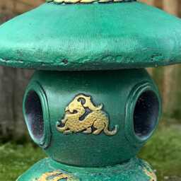 Green Pagoda Statue Concrete Lantern Sculpture Cement Japanese Decoration Pagoda Lover Gift Handmade Zen Garden Ornament - thumbnail 3