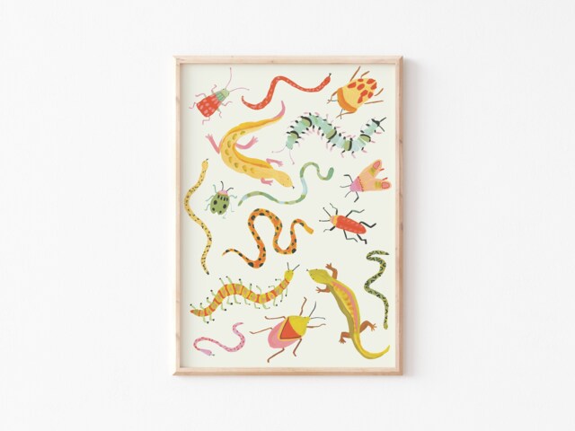 Insect & Bug Print - Boys Bedroom Beetles Nursery Wall Art Reptile -Kids Room Decor -Animal Bugs Woodland - image 1