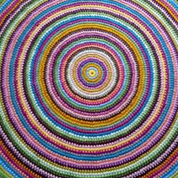Handmade Wool Round Rug, Colorful Crochet Carpet - thumbnail 3