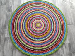 Handmade Wool Round Rug, Colorful Crochet Carpet - thumbnail 1