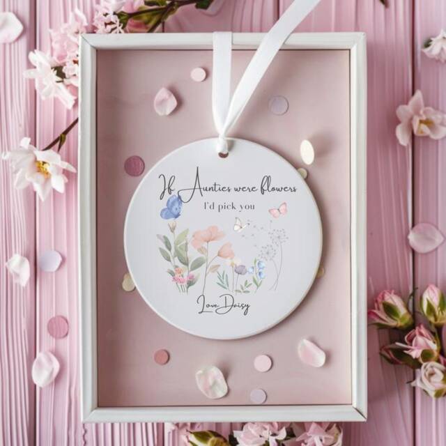 Auntie Gift, Personalised Ceramic Hanging, Gift For Mum, Ornament, For Auntie, Her - image 1
