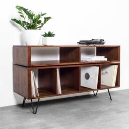 "Large Vinyl Storage, Record Player Console, Dj Stand, Solid Ash On Hairpin Legs By Urban Editions ""Technic Turntable Stand" - thumbnail 2
