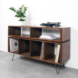 "Large Vinyl Storage, Record Player Console, Dj Stand, Solid Ash On Hairpin Legs By Urban Editions ""Technic Turntable Stand" - thumbnail 3