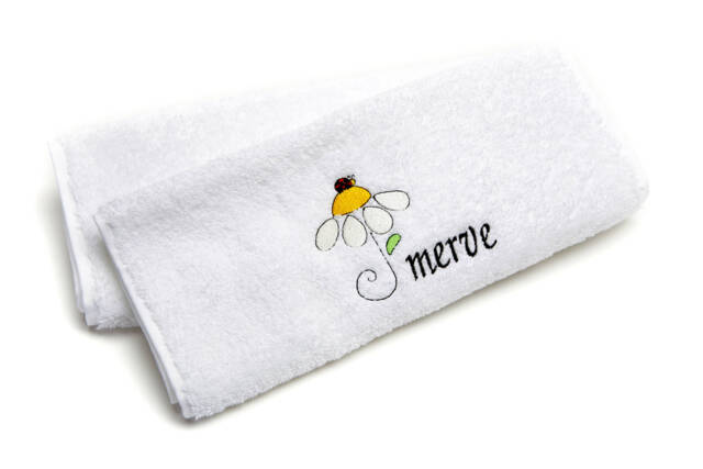 Personalized Kids Towel Embroidered Daisy, Turkish Cotton