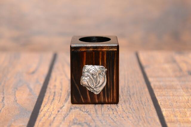 Bulldog, English Bulldog - Wooden Candlestick With Dog, Souvenir, Decoration, Limited Edition, Collection - image 1