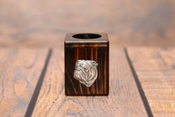 Bulldog, English Bulldog - Wooden Candlestick With Dog, Souvenir, Decoration, Limited Edition, Collection - thumbnail 1