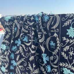 Uzbek Style Velvet Suzani Quilt - Handmade Boho Bedding - thumbnail 2