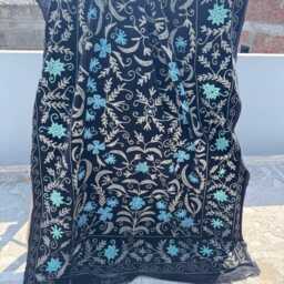 Uzbek Style Velvet Suzani Quilt - Handmade Boho Bedding - thumbnail 3