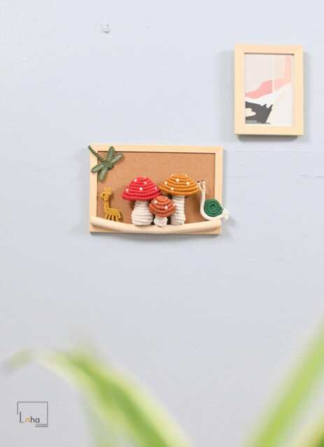 Personalized Mushroom Family Wall Art, Father's Day Gift For Dad From Kids, Custom Decor, Hanging, Woodland Father - image 1