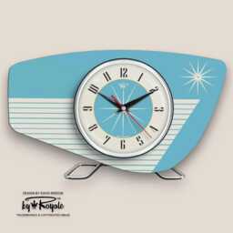Handmade Royalexe Laminate Mantle Clock Mid Century Modern Style in Turquoise By Royale - thumbnail 4