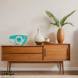 Handmade Royalexe Laminate Mantle Clock Mid Century Modern Style in Turquoise By Royale - thumbnail 2