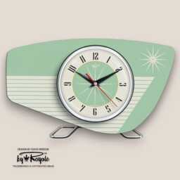 Handmade Royalexe Laminate Mantle Clock Mid Century Modern Style in Turquoise By Royale - thumbnail 3