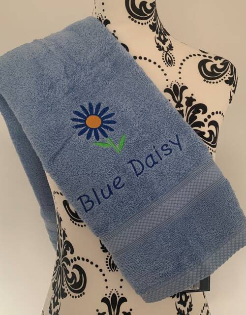 Daisy Flower Towel - Personalised Face Cloth/Hand Bath = Embroidered - image 1